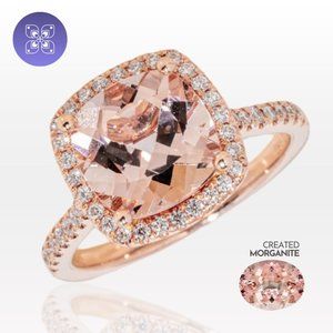 14K 5ct Morganite Engagement Cocktail Ring Sterling Silver Engagement Ring